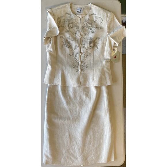 ADRIANNA PAPELL Skirt Suit Womens Size 12 Linen Blend Vintage Lightweight NWTF - Picture 11 of 15